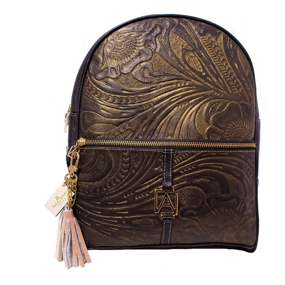 AngeLozano Chiapas Chiseled Black Leather Backpack main image 8
